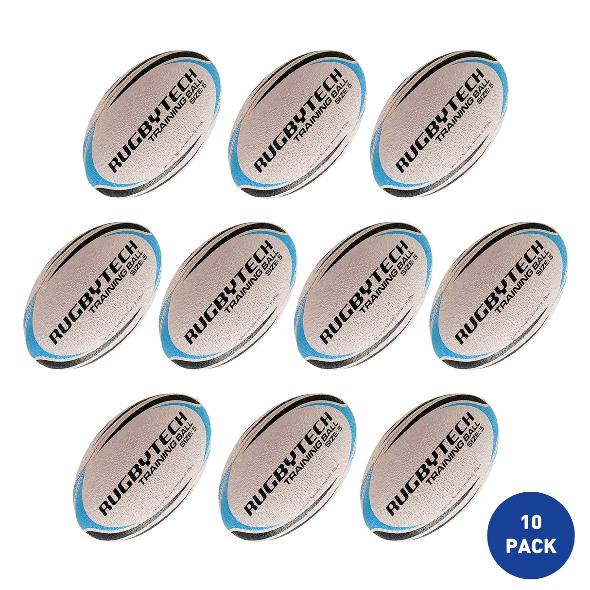 Rugbytech Rugby Training Ball Size 5 - 10 Pack