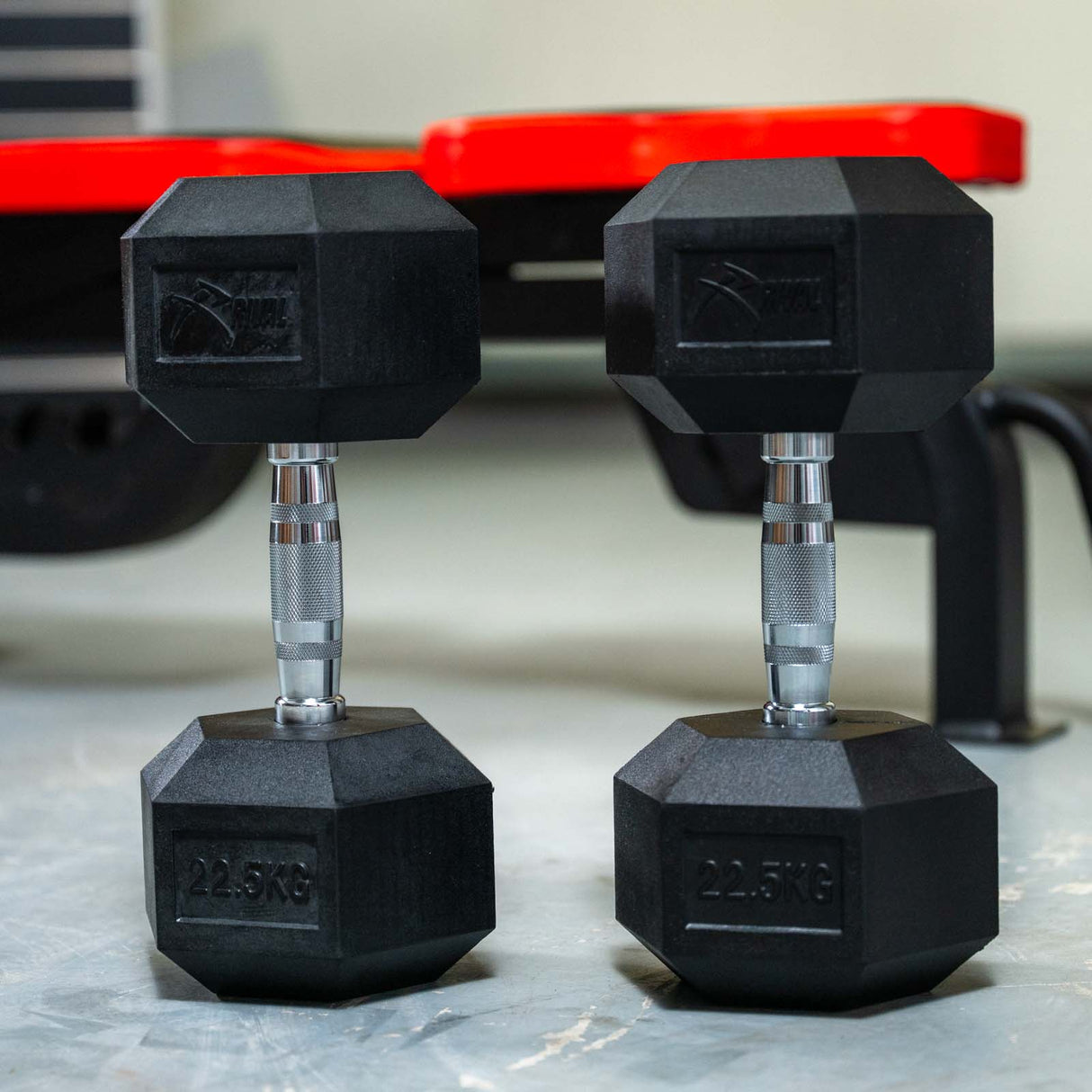 Rival Rubber Hex Dumbbell 22.5kg Pair