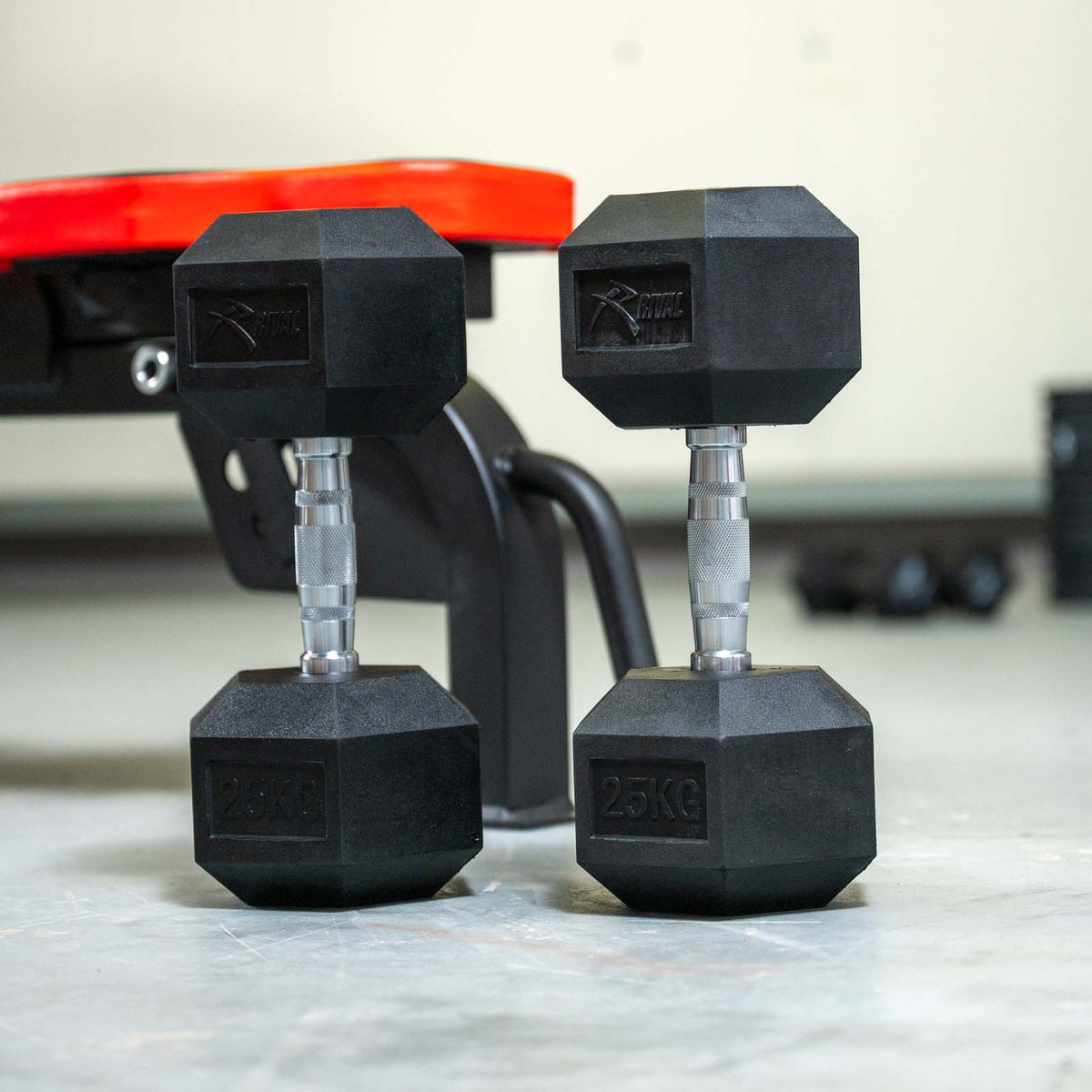 Rival Rubber Hex Dumbbell 25kg Pair
