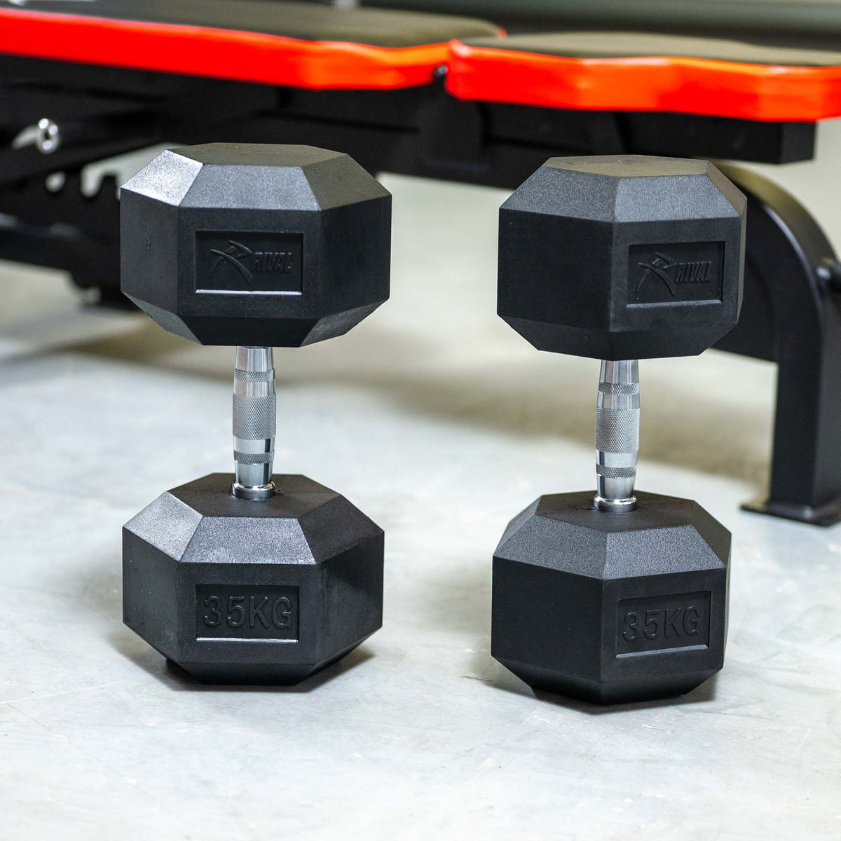 Rival Rubber Hex Dumbbell 35kg Pair