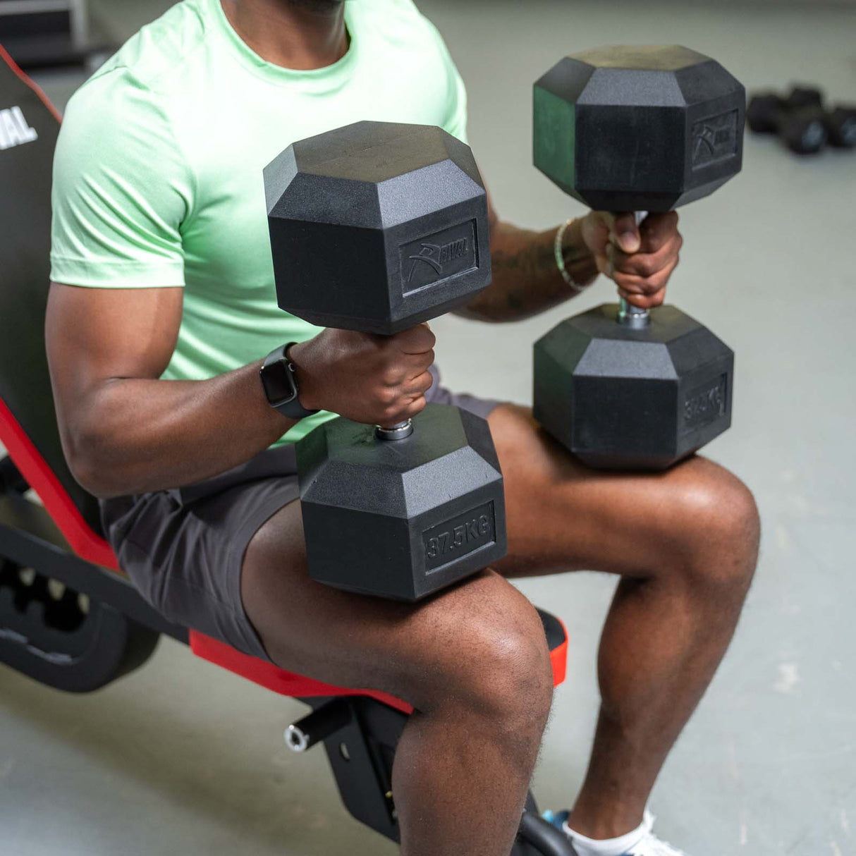 Rival Rubber Hex Dumbbell 37.5kg Pair