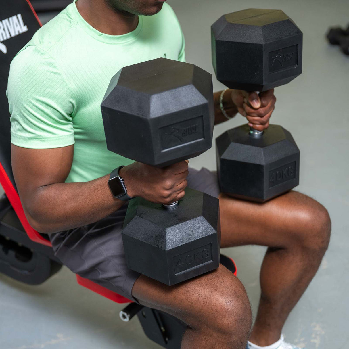 Rival Rubber Hex Dumbbell 40kg Pair