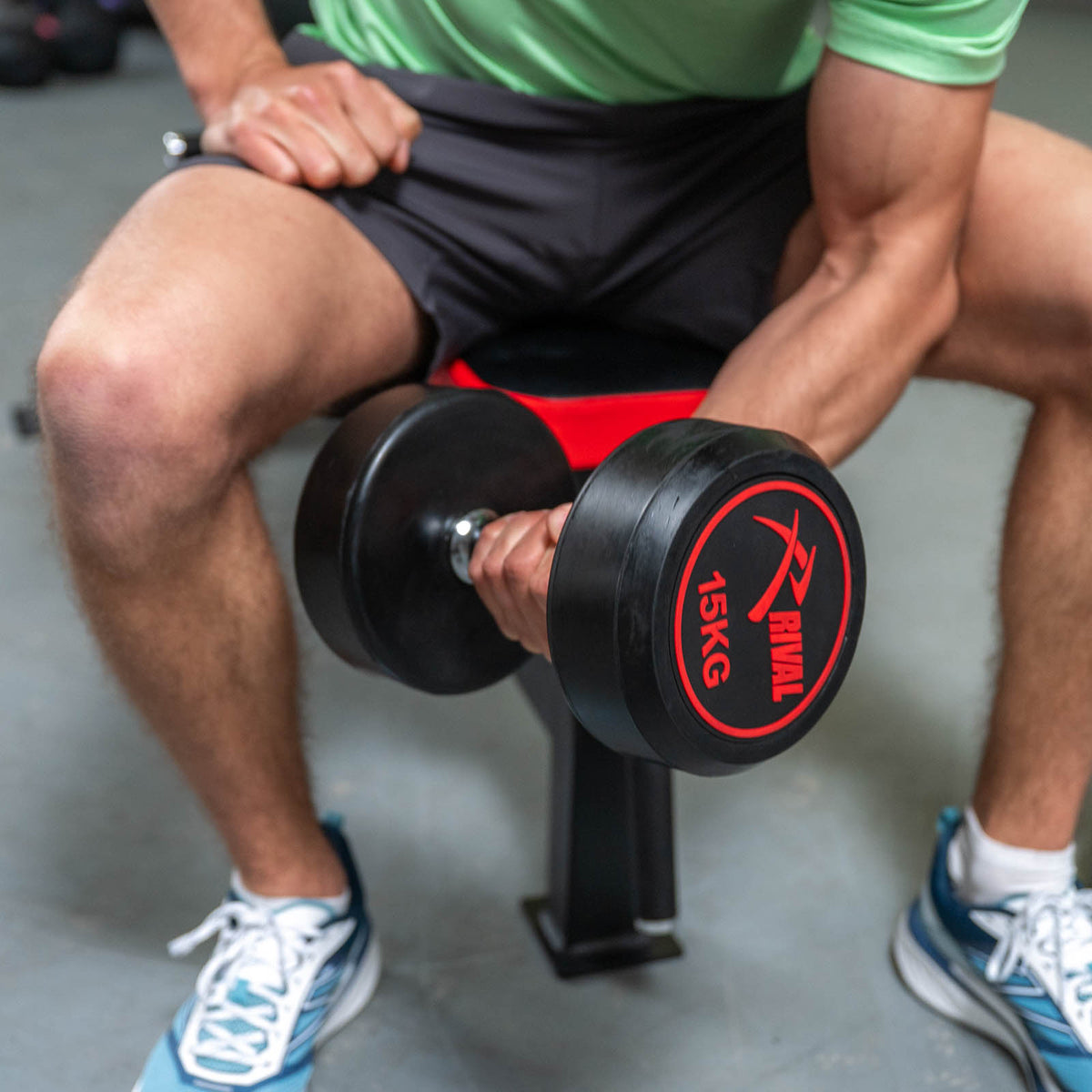 Rival Rubber Round Dumbell 15kgPair Blk
