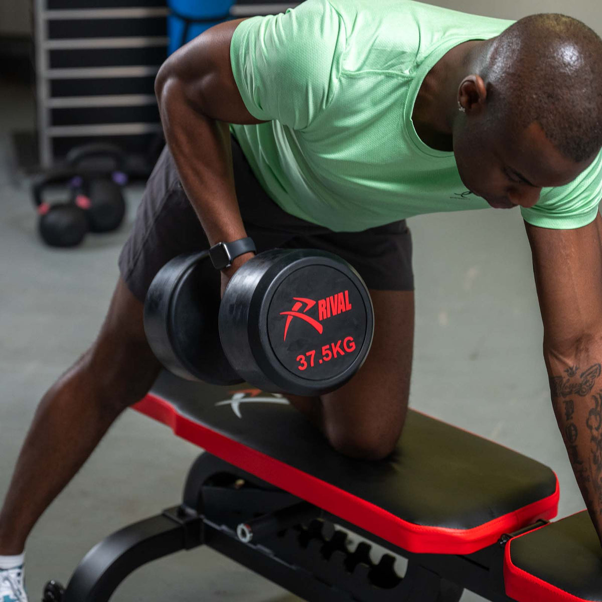 Rival Round Rubber Dumbbells - 37.5kg Pair