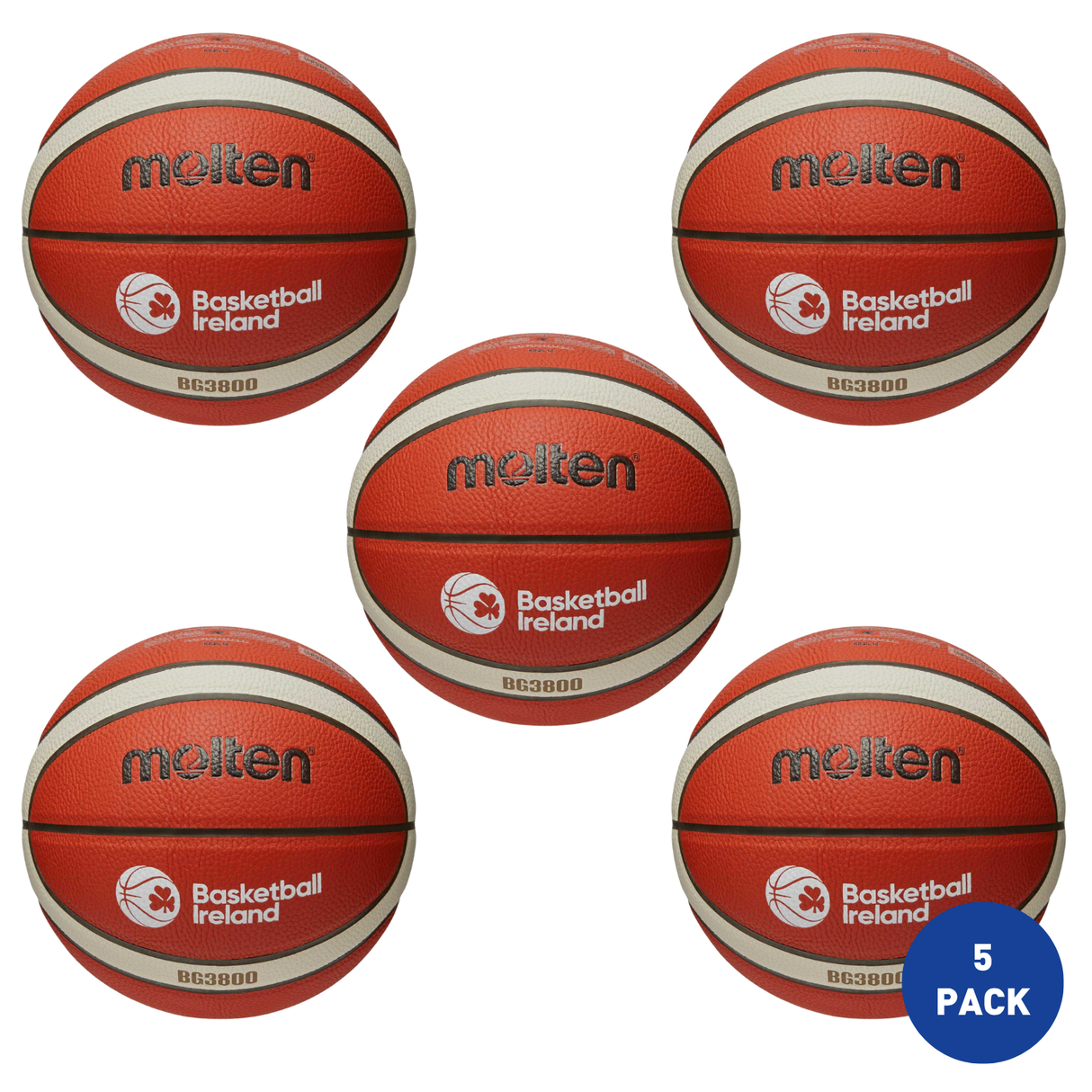 Molten Basketball Ireland Schools Basketball Size 5 - 5 Pack