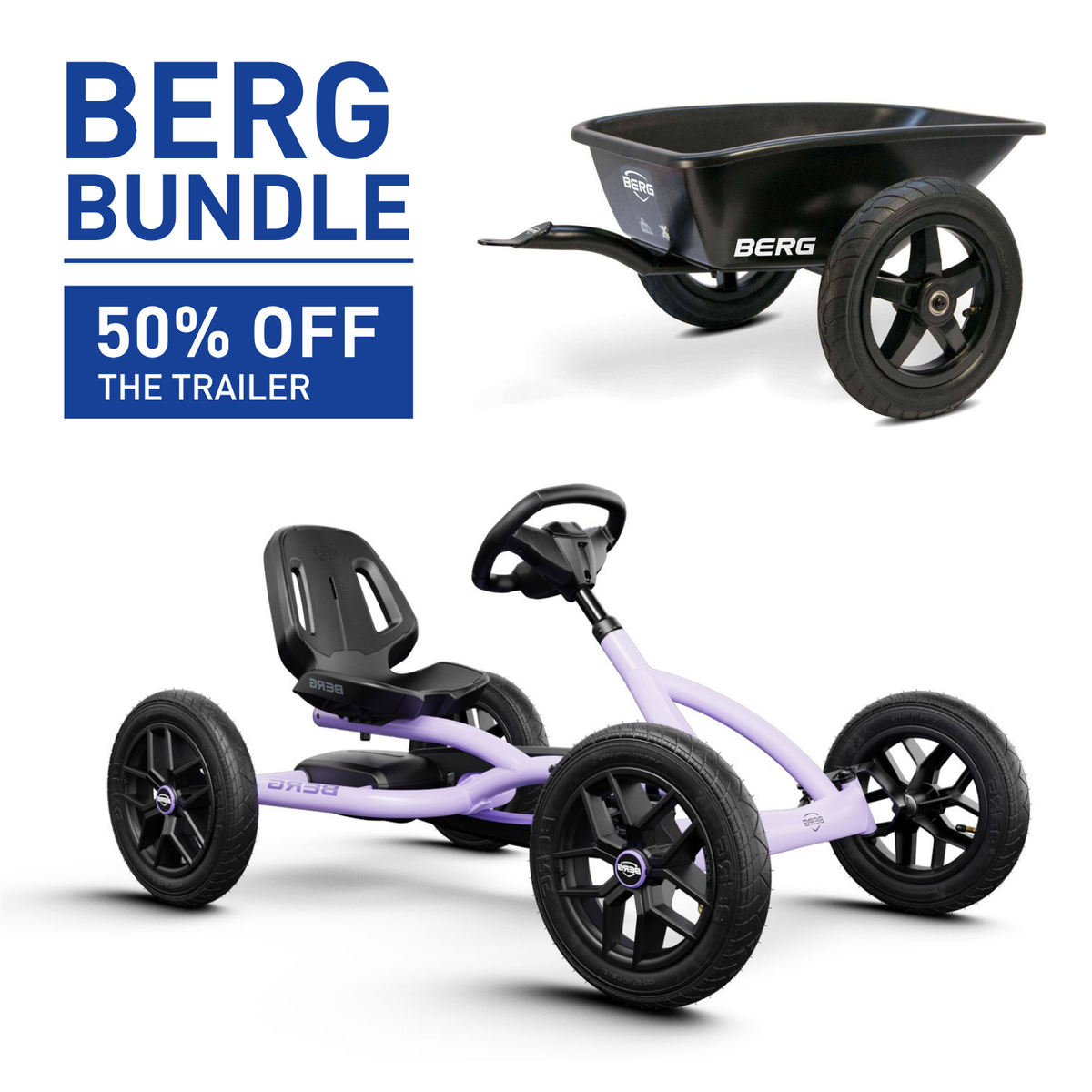 BERG Buddy Purple Go-Kart and Trailer