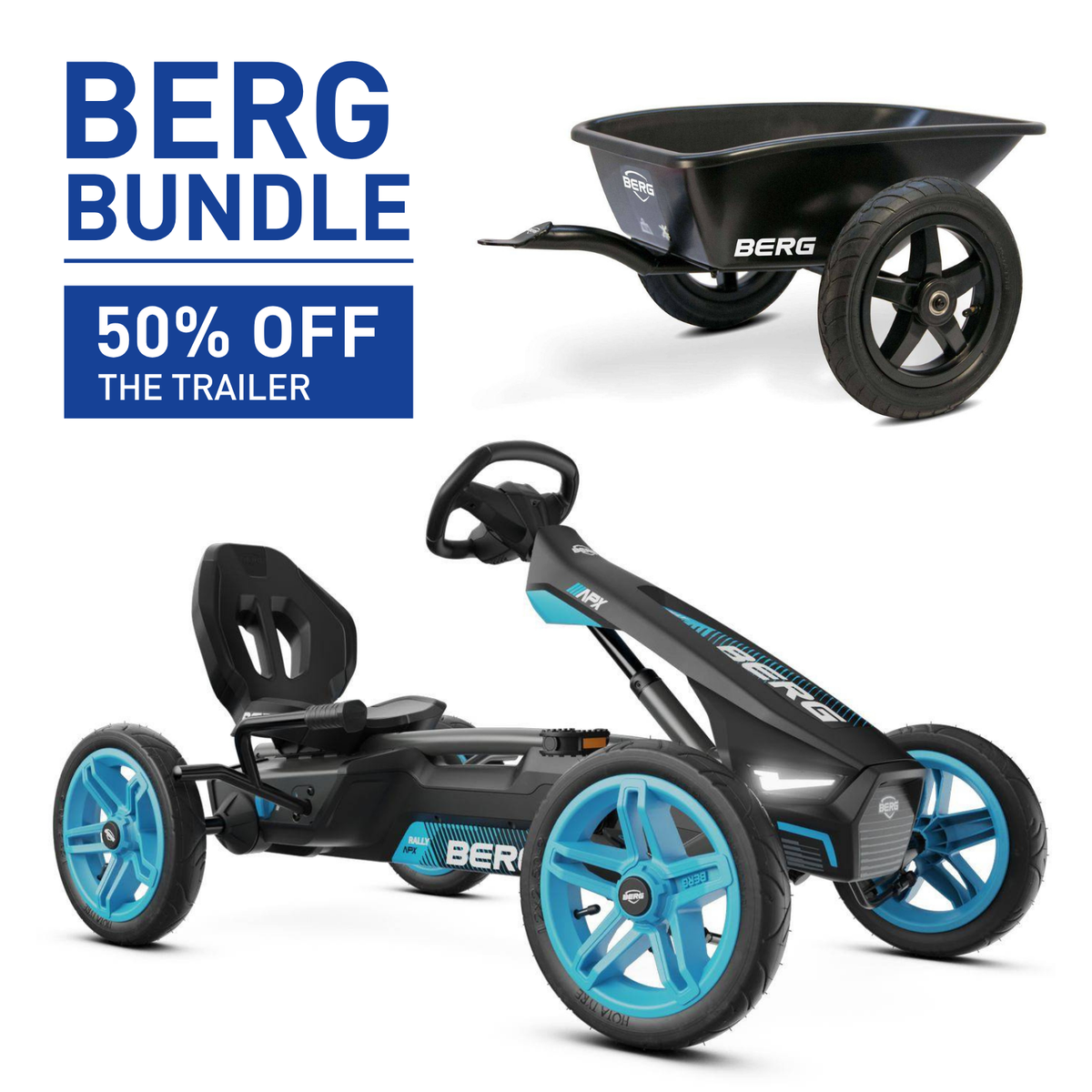 BERG Rally APX Blue Go-Kart and Trailer