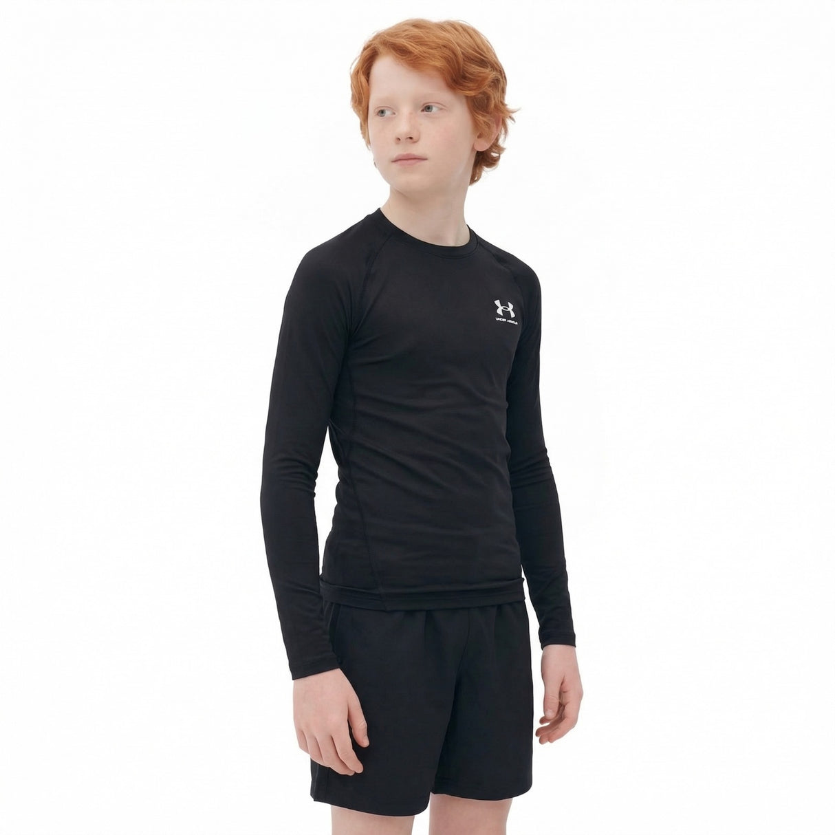 UA Boys HG Armour LS Top Black
