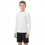 UA BOYS HG ARMOUR MOCK LS WHITE