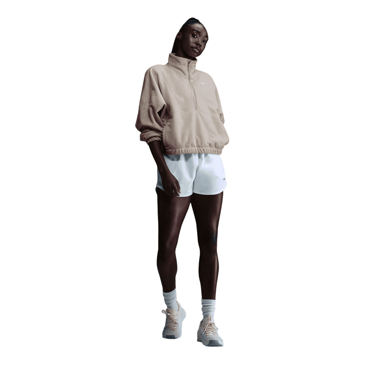 Nike One Womens Therma-FIT Oversized Half-Zip Fleece Top