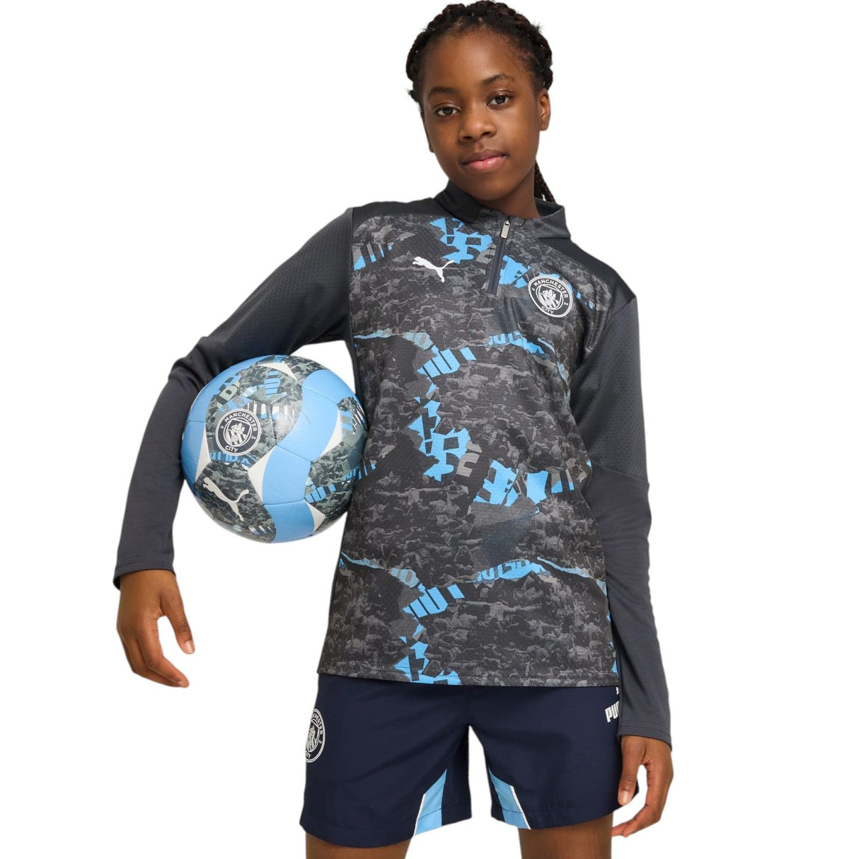 Puma Man City Football 2024/25 Pre-Match Kids Half-Zip Top
