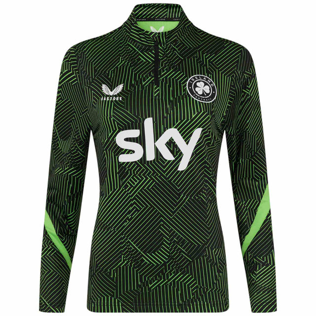 Castore FAI Ireland Football 2025/26 Womens Half-Zip Pre-Match Top Front View