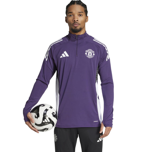 adidas Manchester Utd Football 2025/26 Adults Half-Zip Top Model Front View