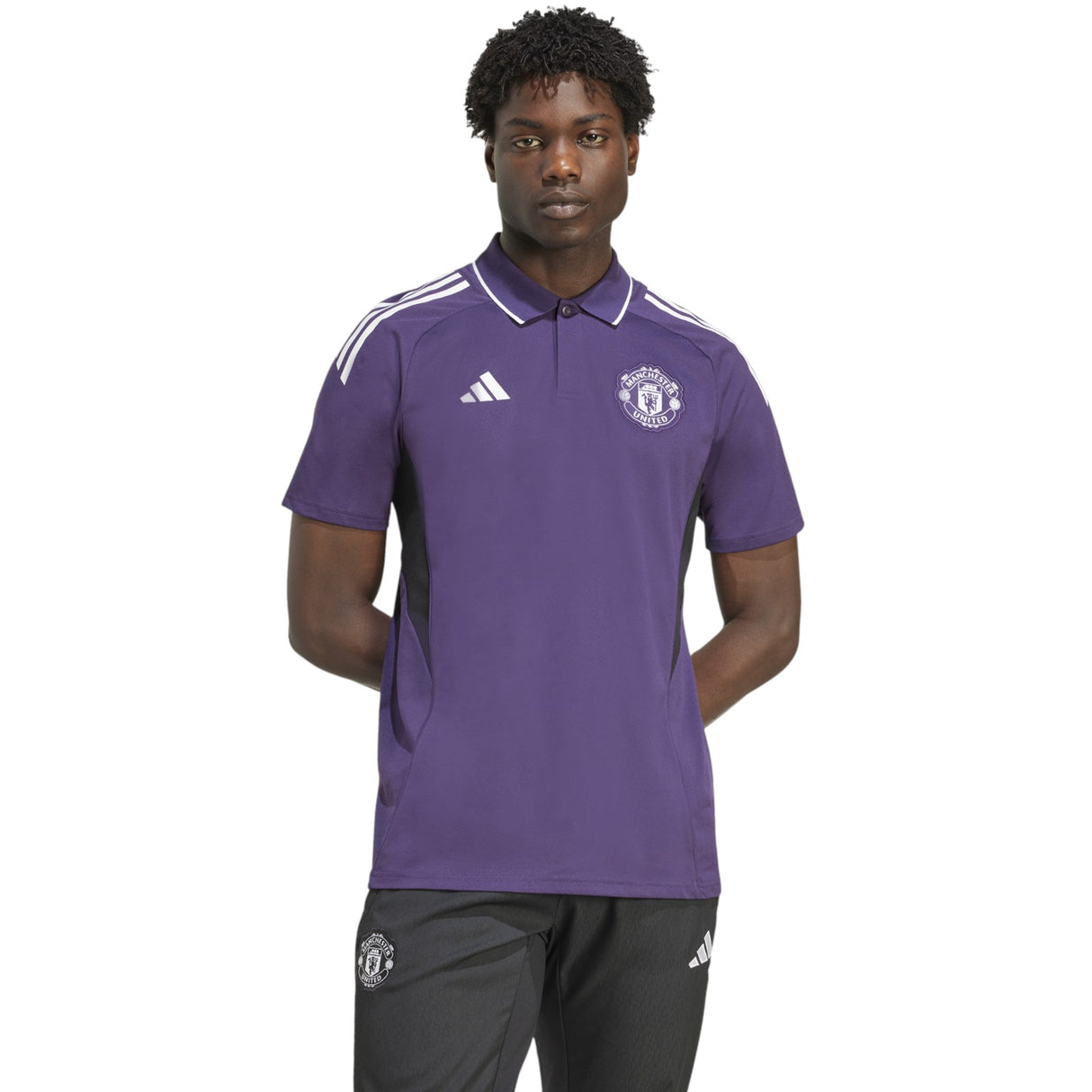 adidas Manchester United Football 2025/26 Adults Polo Shirt Model Front View