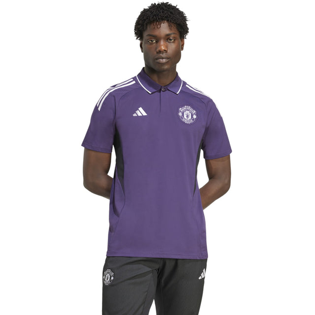adidas Manchester United Football 2025/26 Adults Polo Shirt Model Front View