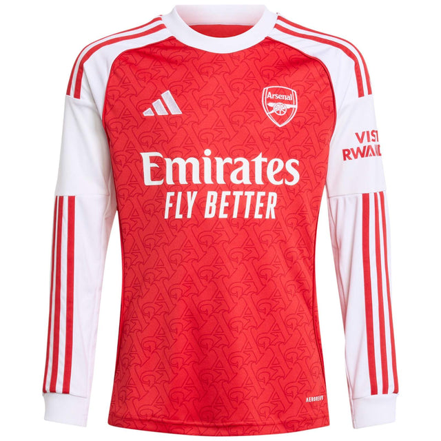 adidas Arsenal Football 2025/26 Kids Long Sleeved Home Jersey Front View