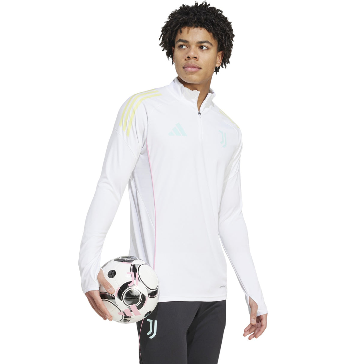 adidas Juventus Football Adults 2025/26 Half-Zip Training Top Model Front Side View