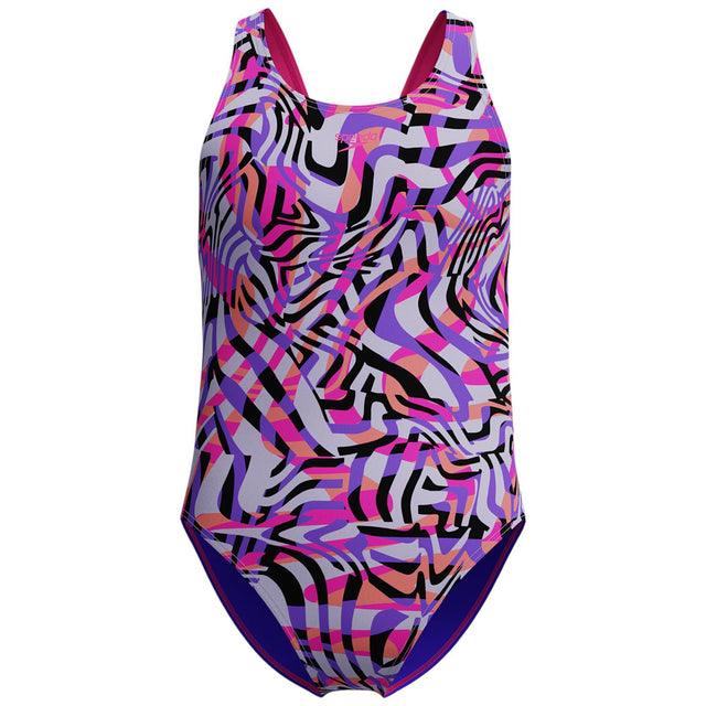 Speedo Girls Digit Allover Leaderback Swimsuit