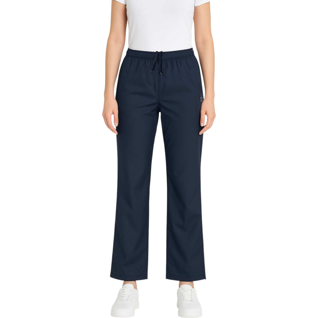 BodyLogic 7/8 Length Woven Womens Jogger Pant Model Front View