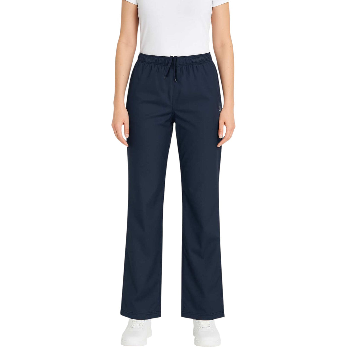 BodyLogic Womens Full-Length Woven Jogger Pant Model Front View