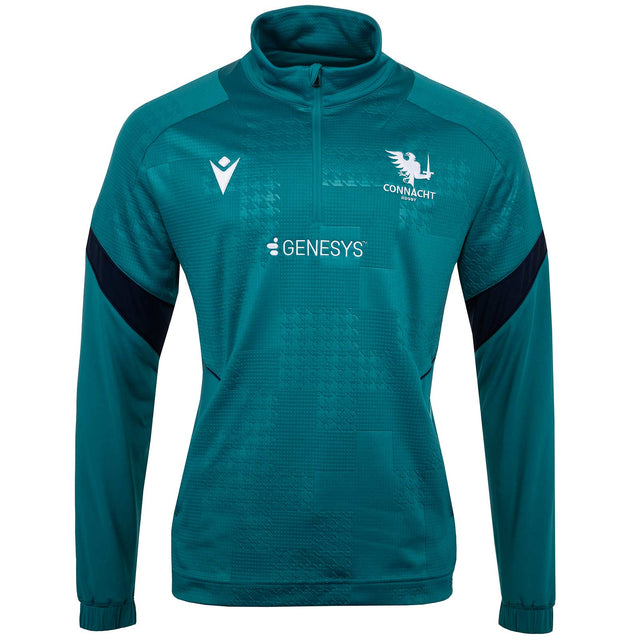 Macron Connacht Rugby 2025/26 Kids Half-Zip Training Top Front View