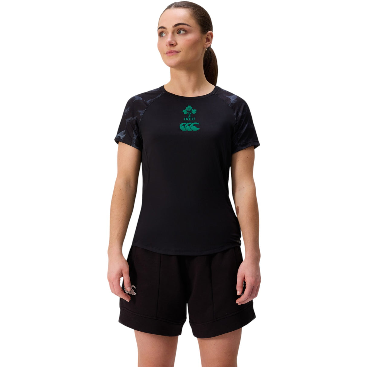 Canterbury IRFU Ireland Rugby 2025/26 Womens Superlight Training T-Shirt Model Front View