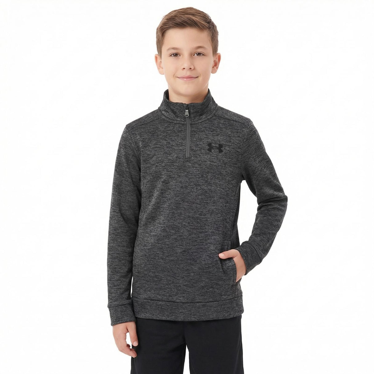 UA Boys Armour Fleece 1/4 Zip Grey