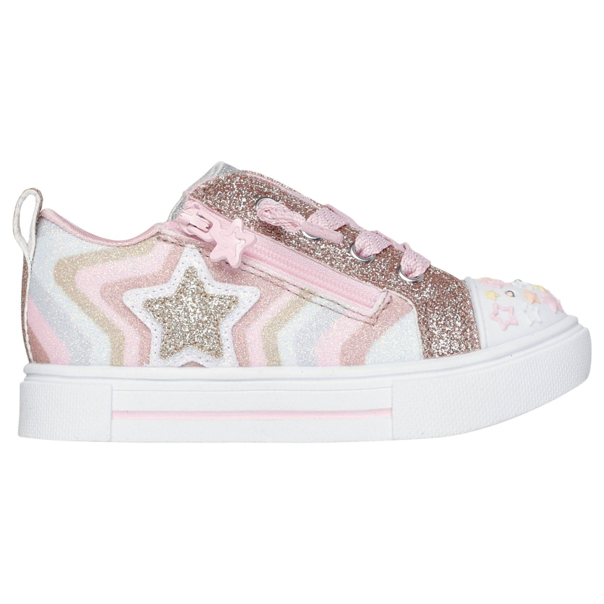 Skechers Twinkle Sparks Cosmic Burst Girls Star Burst Low Top Sneaker W/Twist Off Lace
