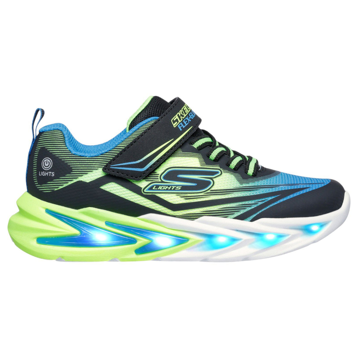 Skechers Flex-Glow Ultra Boys Lighted Gore & Strap Sneaker