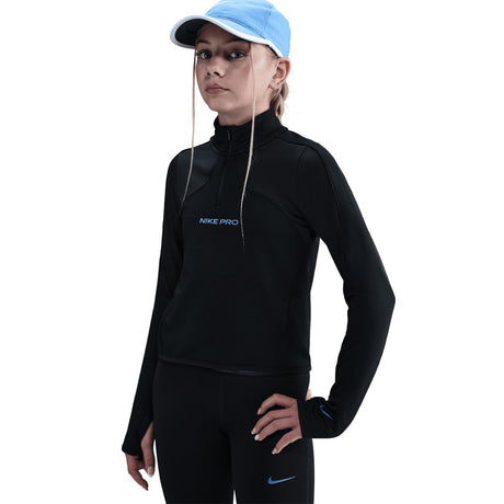 Nike Pro Kids (Girls) Therma-FIT Half-Zip Long-Sleeve Top