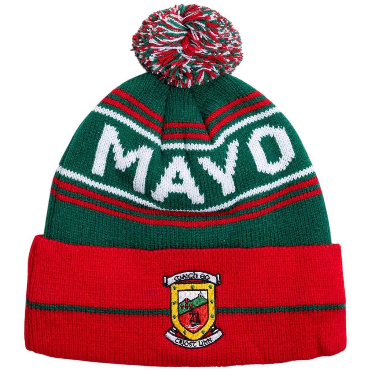 USSI Mayo GAA Football Bobble Beanie Hat Front View