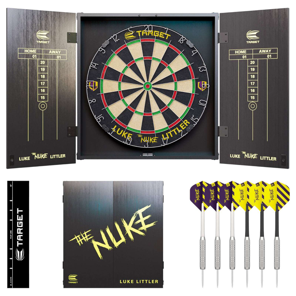 Target Darts Luke Littler 'The Nuke' Dartboard Cabinet Set