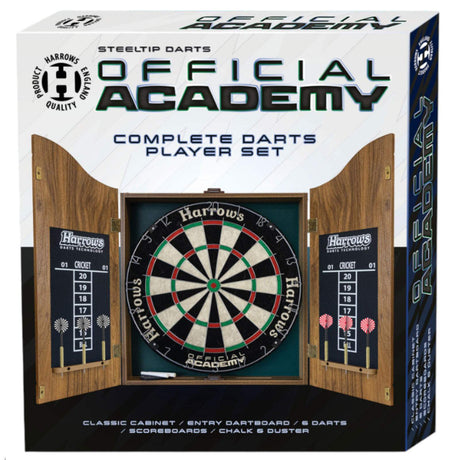 Harrows Official Academy Dartboard & Cabinet Starter Set