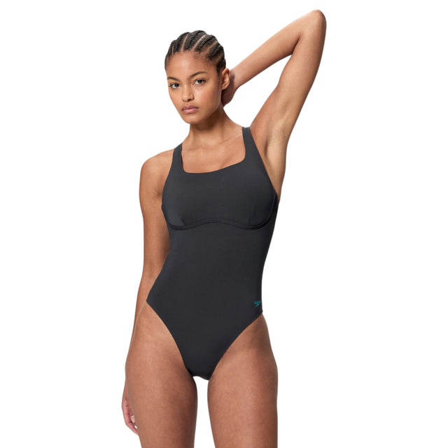 Speedo Solid Flex Band Womens One-Piece Swimsuit