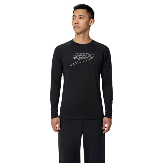 SPEEDO ENDURANCE LS LOGO RASH GUARD BLK