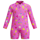 Speedo Jnr LS Print Zip One Piece Pink