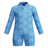 Speedo Kids Printed Long-Sleeve One-Piece Zip Swimsuit