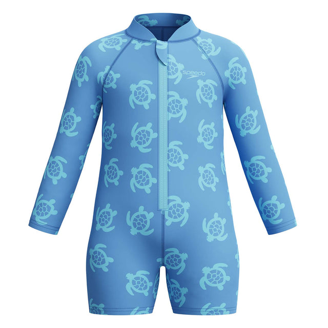 Speedo Kids Printed Long-Sleeve One-Piece Zip Swimsuit
