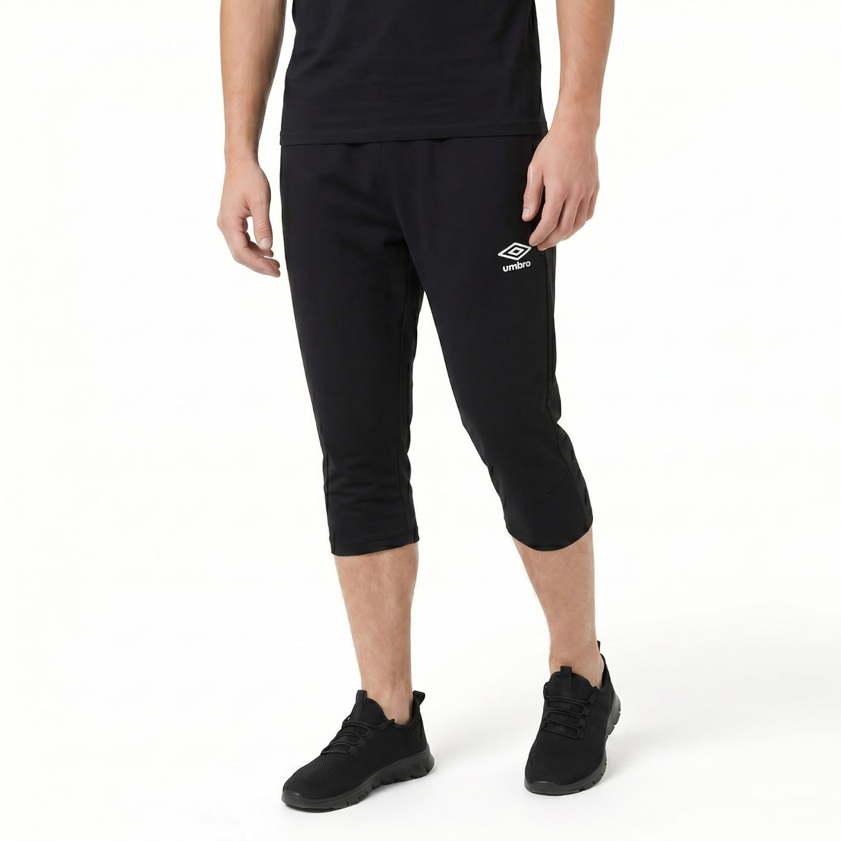 Umbro Mens 3/4 Length Logo Jogger Training Pants - Black