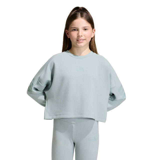 adidas Girls FI 3S Crew Sweater Green