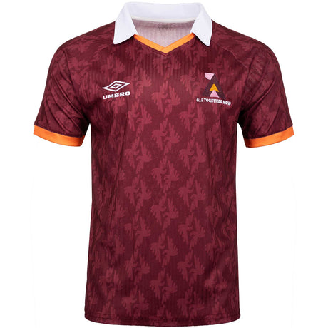 Umbro All Together Now Festival Adults Short Sleeved Retro Jersey Maroon Front View