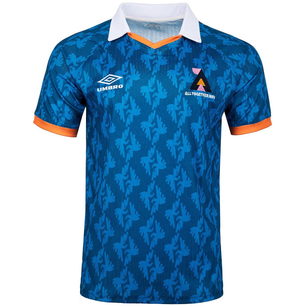 Umbro All Together Now Festival Adults Short Sleeved Retro Jersey Blue Front View