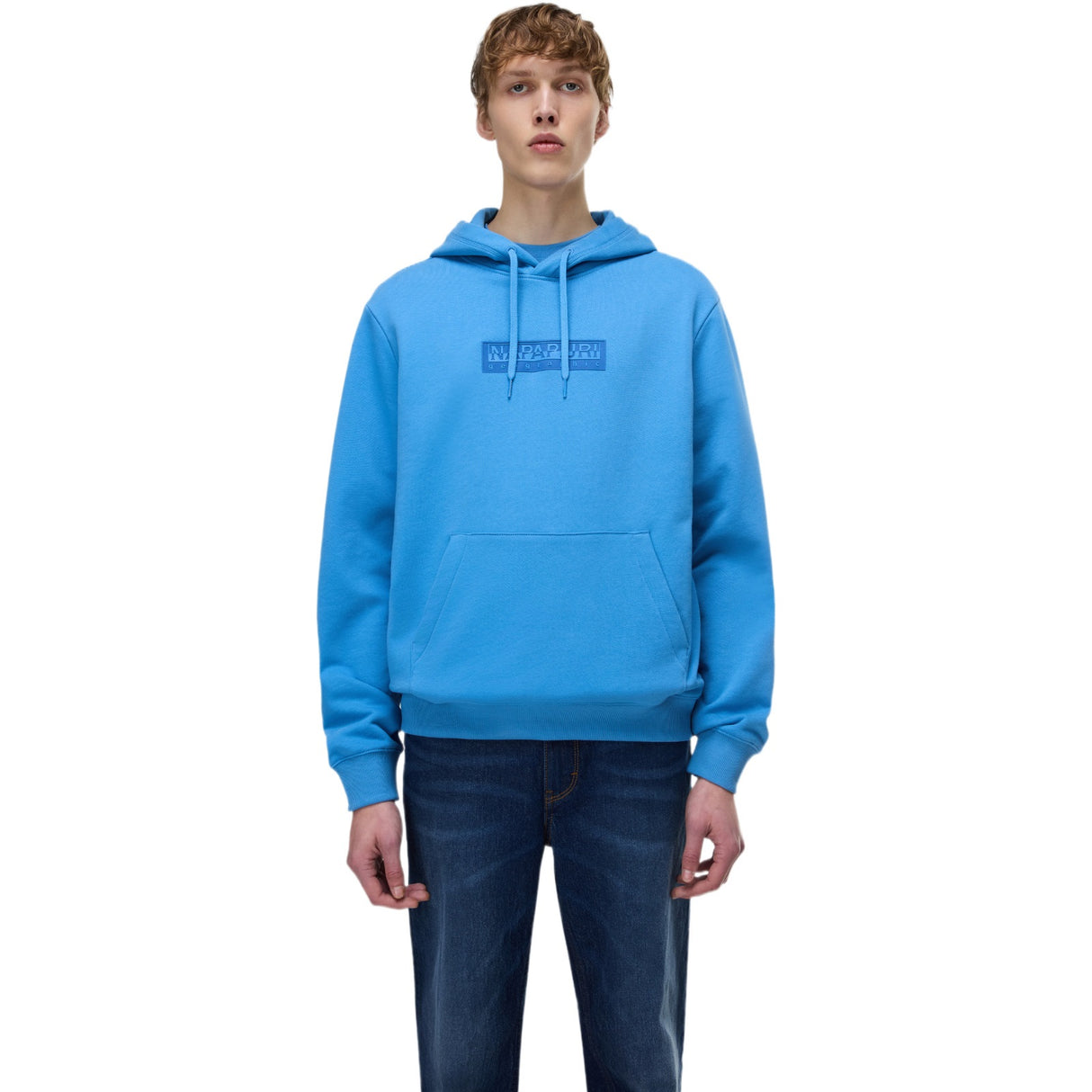 Napapijri Mens B-BOX LOGO Hoodie Blue
