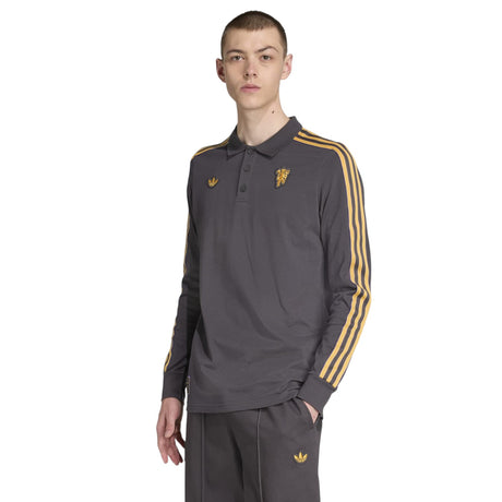 adidas Manchester United Terrace Icons Mens Long Sleeve Polo Shirt