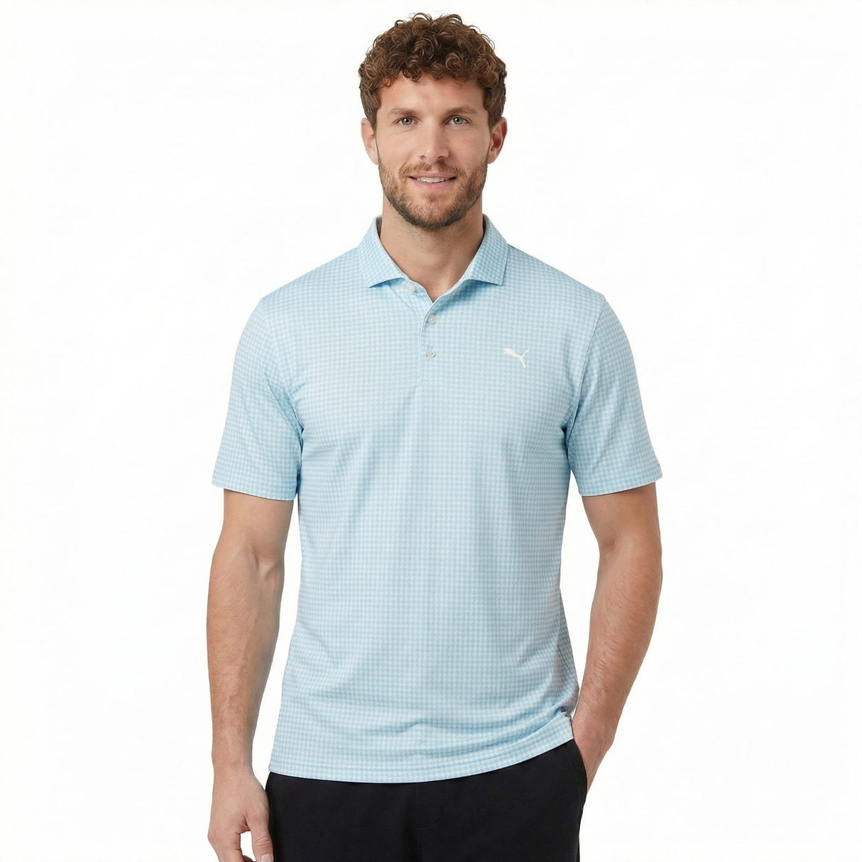Puma CLOUDSPUN Mono Check Mens Short-Sleeved Golf Polo Shirt