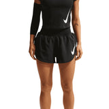 Nike Tempo Flow Swoosh Womens Dri-FIT Mid-Rise Brief-Lined Running Shorts