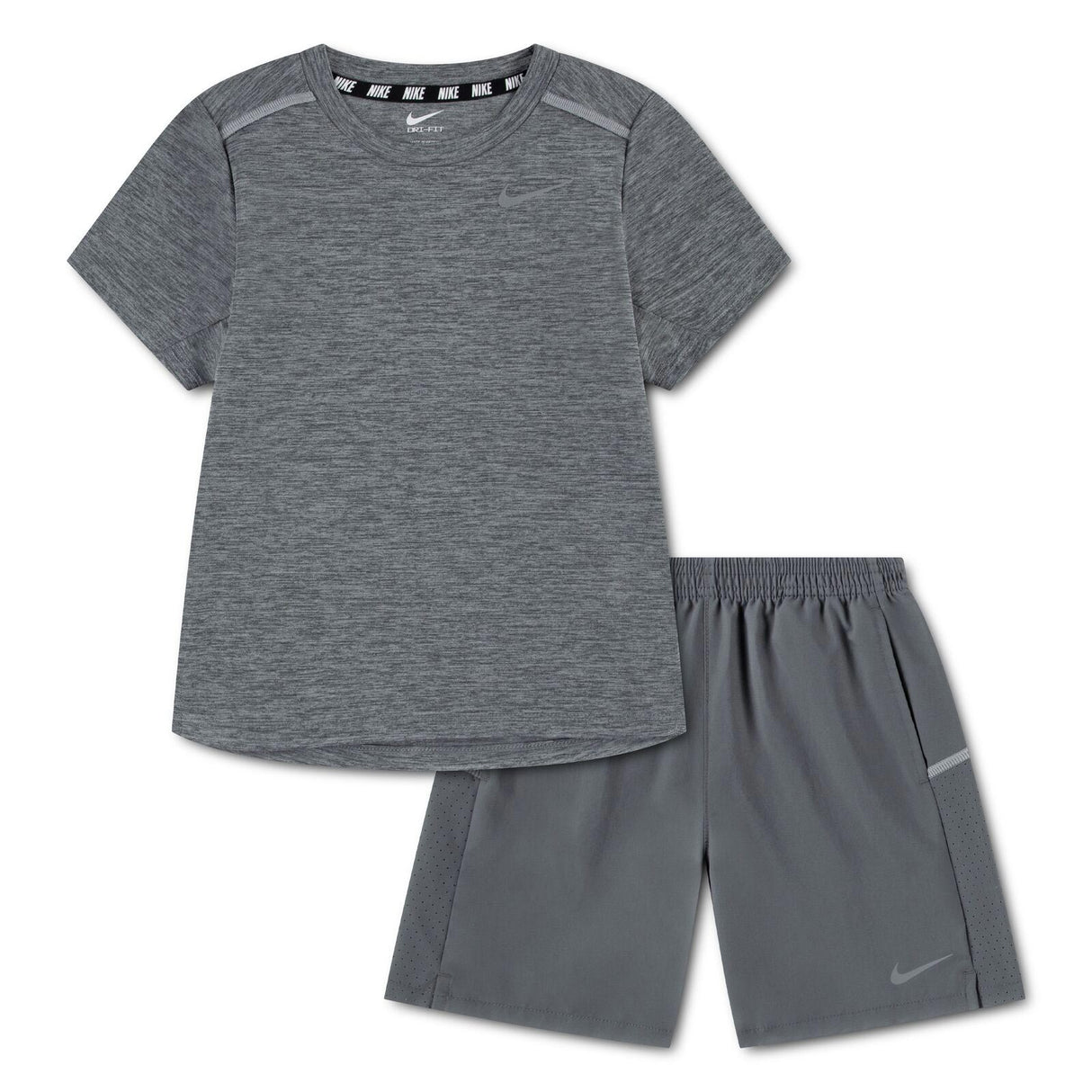 Nike B Jnr DF Miler SS Top Short Set Gry