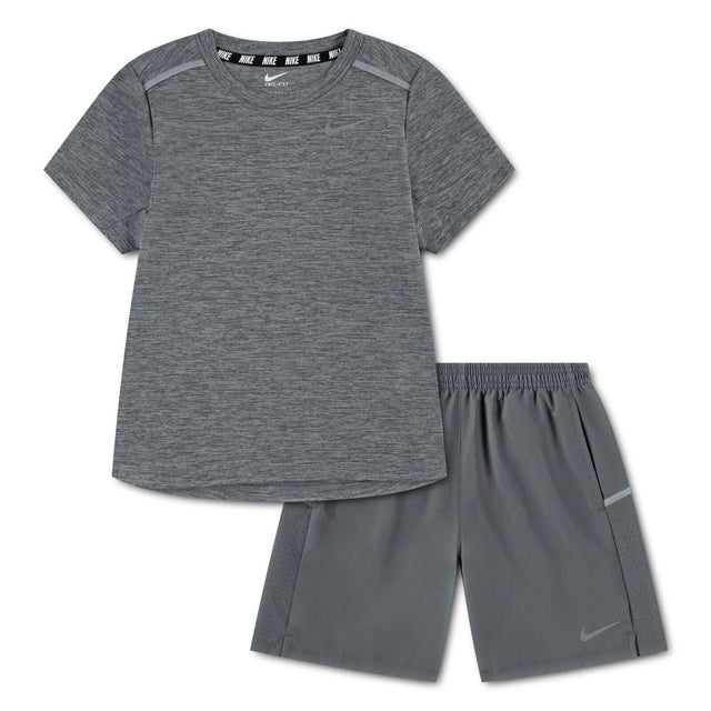 Nike B Jnr DF Miler SS Top Short Set Gry