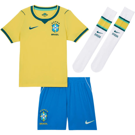 Nike Kids Brazil World Cup 2026 Stadium Home Soccer Replica 3-Piece Kit