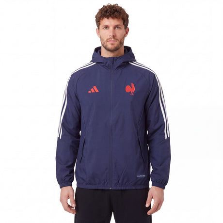 adidas France Rugby Mens Full-Zip All Weather Hooded Jacket